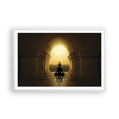 Produktbild von Gerahmtes Poster - Weißer Rahmen - Meditation Tempel Schatten - 91,5x61 cm - Wand Bild - Wanddeko - Wandbilder - Kunstposter - Wandposter - Bilderrahmen - Bilder - Kunstdruck - P2WAA91x61-4474