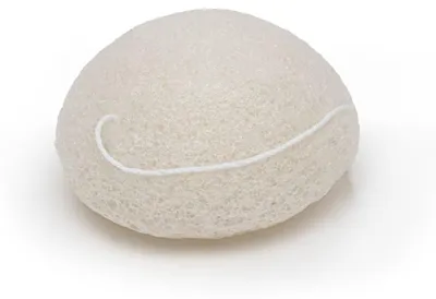 Produktbild von Intirilife Konjac Schwamm in Weiß - 6.5 cm Durchmesser - 4.5 cm Höhe - Gesichtsreinigung für unreine sensible Mischhaut Gesichtsschwamm Peeling
