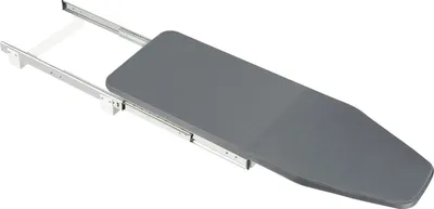 Obrázek produktu pro Žehlicí prkno do skříně – vestavné/montáž do skříně – výsuvné – otočné o 180° – sklopné – 80 × 29,5 cm – nosnost 45 kg – šedé
