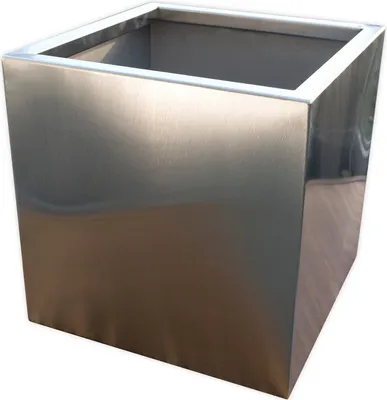 Produktbild von KÖHKO® Designer-Blumenkübel aus Edelstahl "VIVO" 100 x 100 x 60 cm | matt gebürsteter Pflanztopf eckig & groß