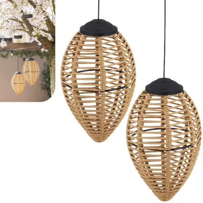 Solarlampen Rotan, 2er-Set LED-Hängelaternen für Garten