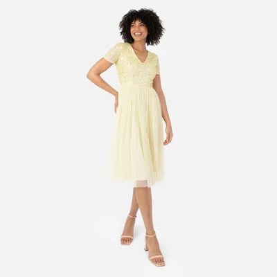 Produktbild von Maya Deluxe Damen Maya Deluxe Embellished Midi Evening Dress for Women Ladies V