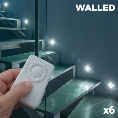 Zdjęcie produktu dla Mini lampy LED WalLED z pilotem zdalnego sterowania (zestaw 6 sztuk)