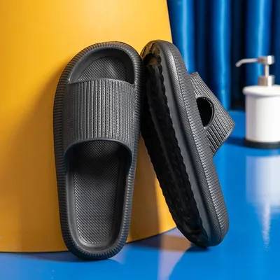 Produktbild von Damen Herren PILLOW SLIDE Sandale Non-Slip Hausschuhe Soft Schuh Drinnen Draußen Schwarz 38/39