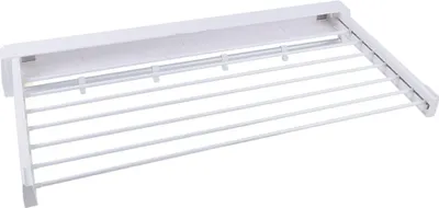 A white wall-mounted drying rack is shown against a white background.