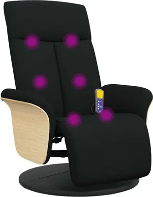 Image de vidaXL Fauteuil de massage avec repose-pieds Noir Tissu