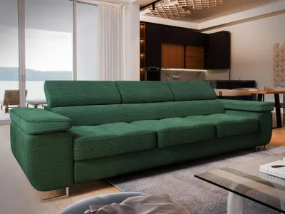 Produktbild von Sofa MOSINE Grün Kordstoff mit Schlaffunktion, Wohnzimmersofa, Couch, Soffa, Bettsofa, Couchgarnitur- Grün, POSO 14