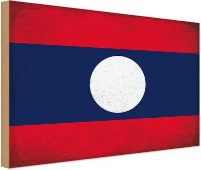 Produktbild von vianmo Holzschild 30x40 cm Laos Flagge Fahne Wappen
