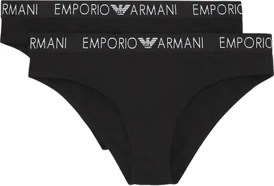 Produktbild von EMPORIO ARMANI Damen Slip Brief Iconic-Logo (2er Pack) Schwarz/Schwarz XS