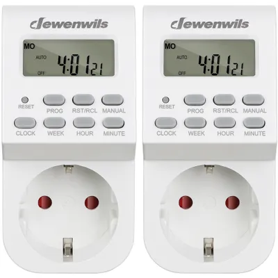 Produktbild von DEWENWILS Digitale Zeitschaltuhr Steckdose für Innen, 20 Schaltprogramme, 2er-Pack (16A / 3680W)