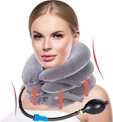 Produktbild von Hals Zugvorrichtung, Aufblasbarer Halskragen, Nacken Cervical Traction, Nackenstütze, Aufblasbar Cervical Zugmechanik, Verstellbares Kopf-und Nackenmassagegerät, Lindert Nackenschmerzen