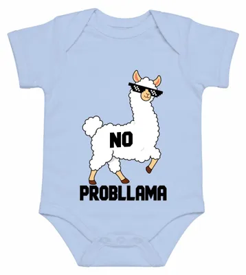 Produktbild von No Problama Lama Sonnenbrille Cool Lustig Alpaka Meme Pixelbrille Spaß Baby Body, Hellblau, 12/18