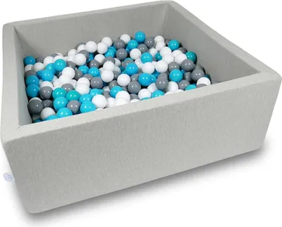 Obrázok produktu pre Sušiak 110x110x40cm svetlosivý so 600 guľôčkami: modrá, biela, sivá