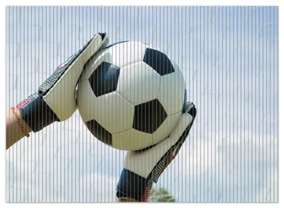 Produktbild von Wallario Duschmatte Antirutschmatte Badmatte Fußmatte Fußball - Torwart im Tor vor blauem Himmel, Größe ca. 90 x 65 cm
