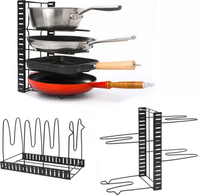 Produktbild von Pfannen Regal 4 Ablagen - 38x21x25 Deckel Organizer Küche Zubehör Topf Organizer