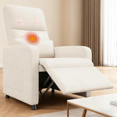 Zdjęcie produktu dla Elektryczny fotel relaksacyjny z masażem, regulacja 90‑165°, ogrzewanie, 4 punkty masażu, 2 pamięci pozycji, podnóżek, kieszeń boczna