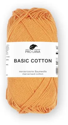 Produktbild von Pro Lana Basic Baumwolle uni 50 g/125m – dünne Wolle zum Häkeln und Stricken – 100% Baumwolle – Weiches Basic-Garn – Glänzend –  Standard 100 – Nadelstärke 3,0-3,5 28 hellorange
