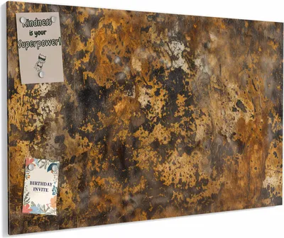 Produktbild von Magnettafel 90 x 60 cm „Rostige Textur“ – Magnetwand aus Metall, beschreibbar mit Whiteboard-Marker – Memoboard für Küche & Büro