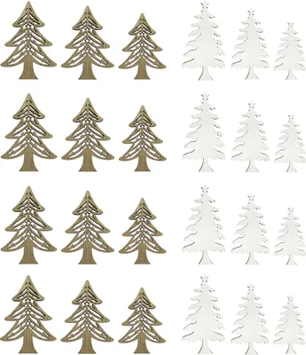 Produktbild von Oblique Unique 24 Holz Tannenbaum Christbaum Konfetti Holzdeko Weihnachtsdeko Tischdeko Streudeko Weihnachten