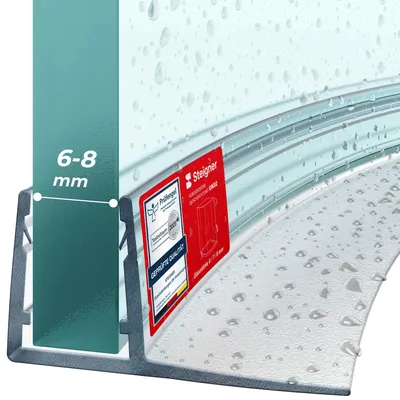Immagine prodotto di STEIGNER Guarnizione doccia curva UK02 150 cm (1 pz.) trasparente - Guarnizione box doccia verticale per doccia semicircolare o quarto di cerchio con porta 6-8 mm - Materiale flessibile, Impermeabile