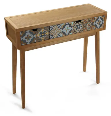 Immagine prodotto di Tavolino consolle per ingresso con 2 cassetti - 81,5 x 30 x 90 cm, colore grigio