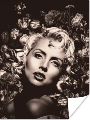 Produktbild von MuchoWow® Poster Blumen - Frau - Schwarz - Weiß 120x160 cm - Wandbilder