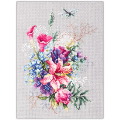 Produktbild von Magic Needle Zweigart Edition Kreuzstich-Set "Tulpen und Lilien", Kontaktgarn, zum Selbermachen, 18x26 cm