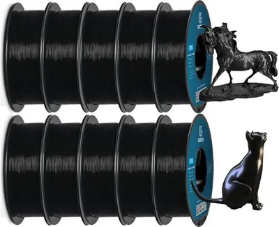 Produktbild von Geeetech PLA 3D-Druckfilament 1,75mm 10KG, Schwarz, hohe Präzision, verstopfungsfrei, vakuumversiegelt, kompatibel mit FDM 3D-Druckern