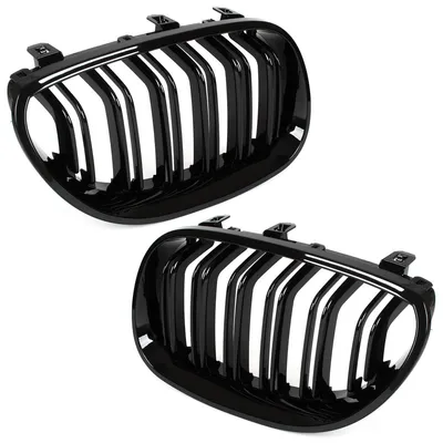 Sportgrill Kühlergrill DOPPELSTEG Schwarz Glanz für BMW 5er E60 E61 03-10 – Produktansicht