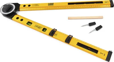 Immagine prodotto di Squadra combinata regolabile, righello per angolo, righello combinato con bolla, squadrette da carpentieri, strumento di misurazione multifunzionale, squadra regolabile multiuso combinata con livella a bolla, 2 x 500 mm Hbm