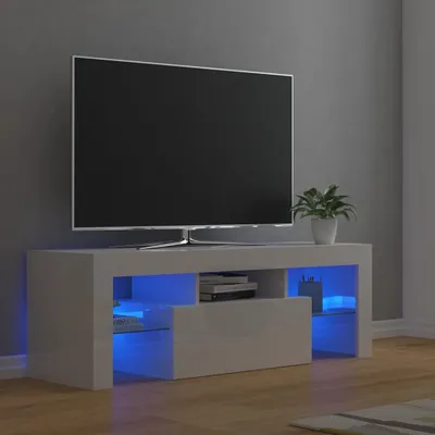 Produktbild von vidaXL TV skrinka s LED svetlami vysoký lesk biela 120x35x40 cm