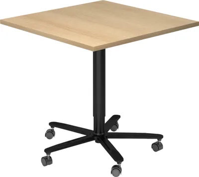 Produktbild von bümö Säulenhubtisch eckig ST - tischfuss: schwarz, Nachbildung: Eiche