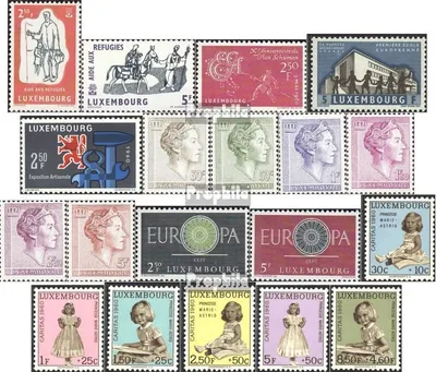Produktbild von Briefmarken Luxemburg 1960 Mi 618-636 (kompl.Ausg.) Jahrgang 1960 komplett postfrisch Flüchtlingsjahr