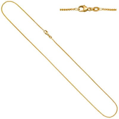 Produktbild von 1,3mm Zopfkette Halskette Collier aus 750 Gold Gelbgold 45cm