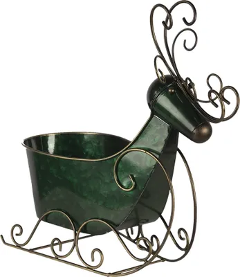 Obrázek produktu pro Figurka soba Clayre & Eef 34x17x37 cm Zelené železné sáně