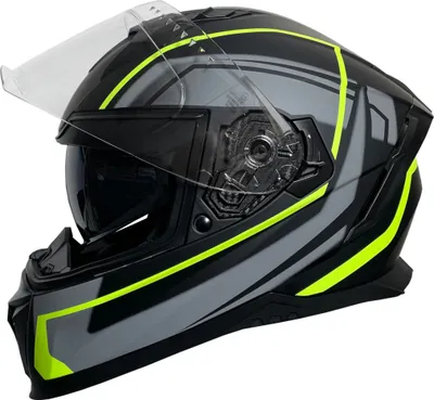 Produktbild von Integralhelm 69-G Motorradhelm Helm Größe M Rollerhelm Sturzhelm schwarz neon grün mit Sonnenvisier