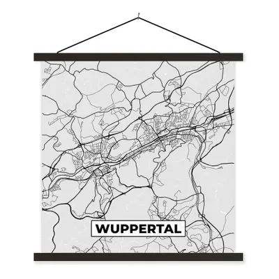 Produktbild von MuchoWow® Textilposter Karte - Wuppertal- Karte - Deutschland - Stadtplan 40x40 cm mit schwarzem Rahmen - Fotos