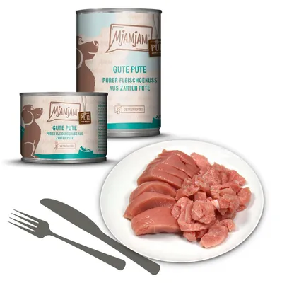 Produktbild von MjAMjAM 6x800g Pute pur Nassfutter für Hunde Hauptfutter natur