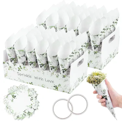 60 Konfetti-Kegel aus Kraftpapier für Hochzeiten und Partys