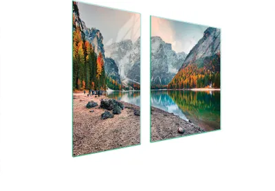 Immagine prodotto di Piastre copri fornelli 2 pezzi 90x52 copertura piano cottura in Vetroceramica tagliere in vetro paesaggio montagne