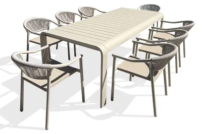 Image de Ensemble repas de jardin en aluminium 8 places