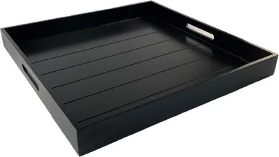 Obrázek produktu pro XL tác od WDMT™ | 56 x 56 cm | Extra velký dřevěný tác s odnímatelným povrchem a držadly | Čtvercový tác | Černý