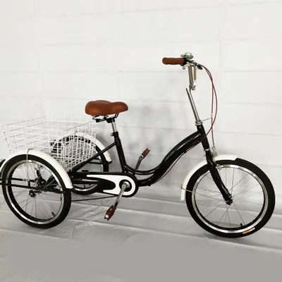 Produktbild von 20palcová tříkolka pro dospělé Senior 3 Wheels Bike Black s nákupním košíkem Nákupní tříkolka pro dospělé