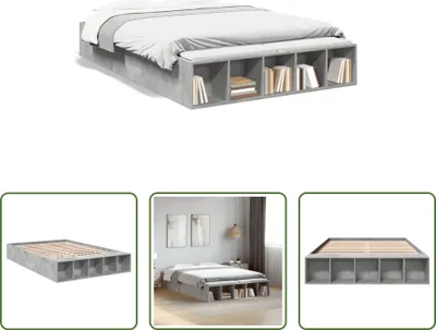 Produktbild von The Living Store Bettgestell Betongrau 120x190 cm Holzwerkstoff