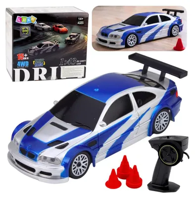 Obrázek produktu pro Dálkově ovládané driftové sportovní auto E46 s kuželky, 15 km/h, měřítko 1:43
