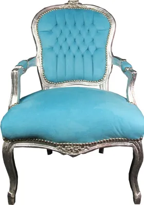 Produktbild von Casa Padrino Barock Salon Stuhl im Antik Stil, Hell Blau / Silber, 93 x 60 x 50 cm