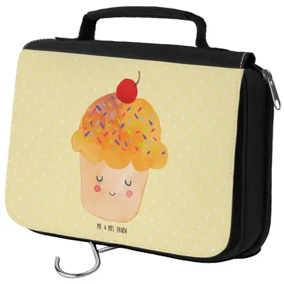 Produktbild von Mr. & Mrs. Panda kulturtäschchen Cupcake - Gelb Pastell - Geschenk, badtasche, kosmetiktäschchen, Koch, beautycase, Kulturbeutel, Cupcakes, Kosmetiktasche, Küche Deko