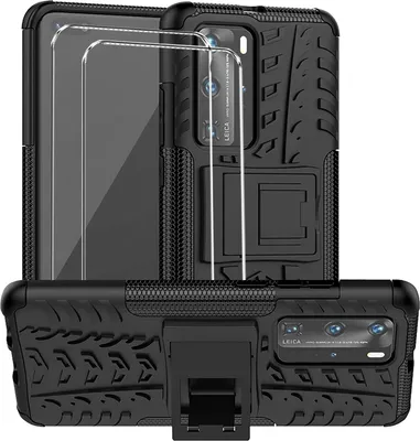 Produktbild von 2in1 Schutz Cover Set für das Huawei P40 besteht aus 2x 9H Glas Folie Display Schutzfolie und 1x Silikon Case Schutzhülle - Hülle in Schwarz