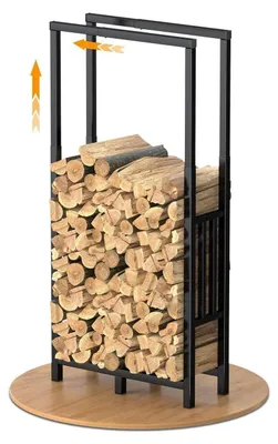 Immagine prodotto di Porta legna da ardere regolabile in altezza e lunghezza, adatto per interni ed esterni, scaffale in metallo per legna da ardere, dimensioni massime 75 x 25 x 170 cm