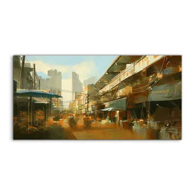 Produktbild von Coloray Canvas 100x50 Wandbild Leinwand Bilder Bemalung des bunten Straßenmarktes
